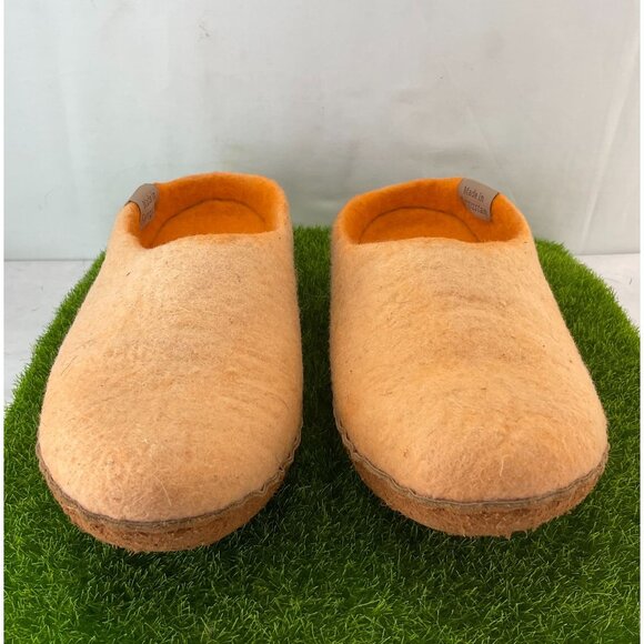 New Handmade Felted Wool Slippers By Pandarai Size 35 Made In Kyrgyzstan Orange - Picture 5 of 9
